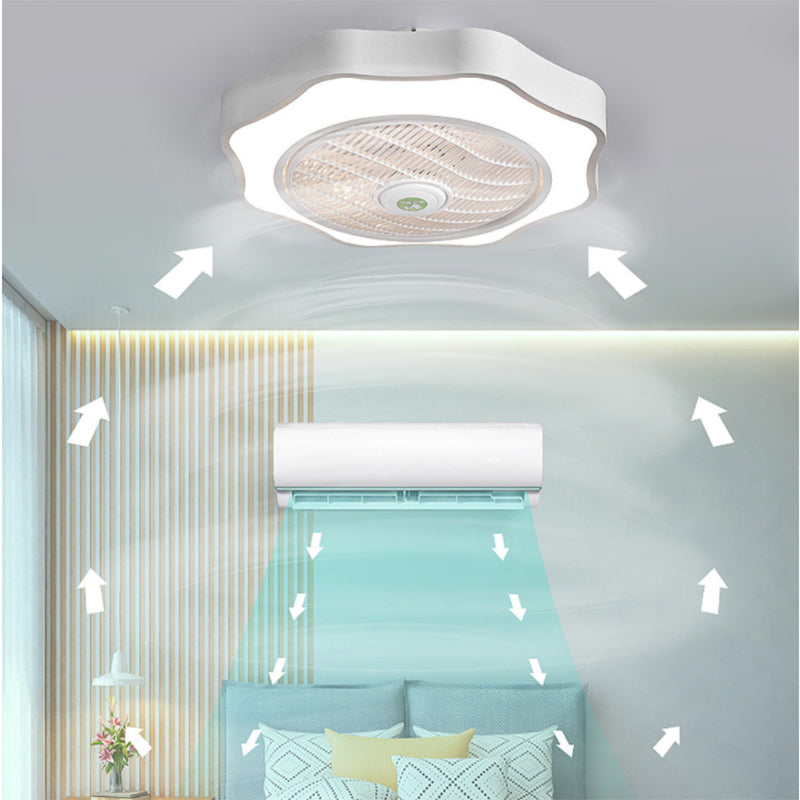 Accesorio de iluminación del ventilador de techo de metal floral lámpara de montaje semi rascilla de estilo LED para dormitorio