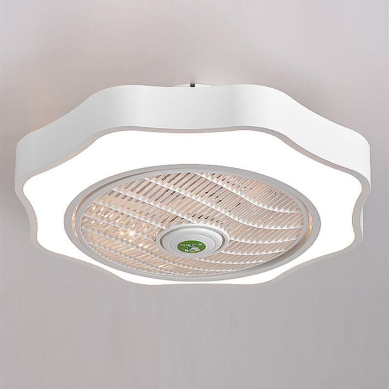 Accesorio de iluminación del ventilador de techo de metal floral lámpara de montaje semi rascilla de estilo LED para dormitorio