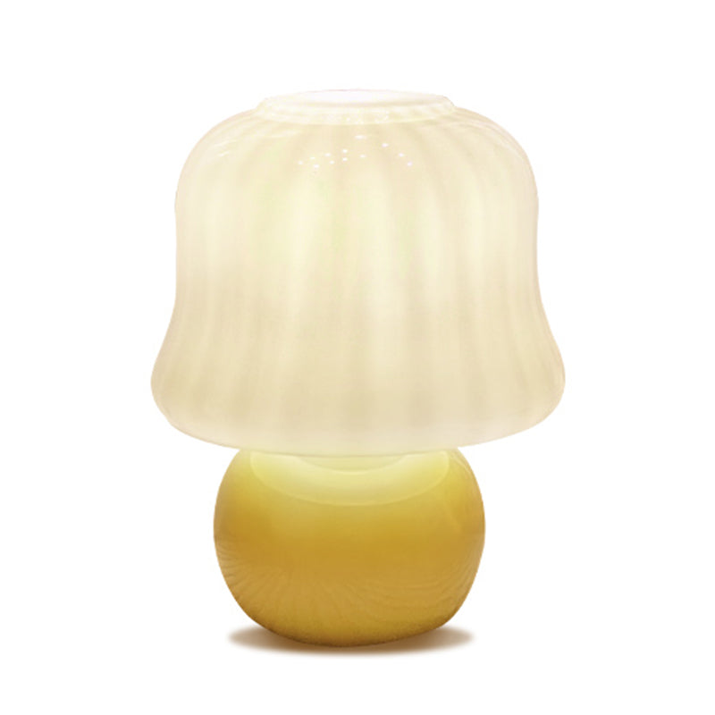 One-Bulb Table Light Modern Glazed Glass Yellow Mushroom Desk Lamp for Bedroom Living Room