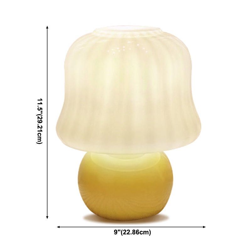 One-Bulb Table Light Modern Glazed Glass Yellow Mushroom Desk Lamp for Bedroom Living Room