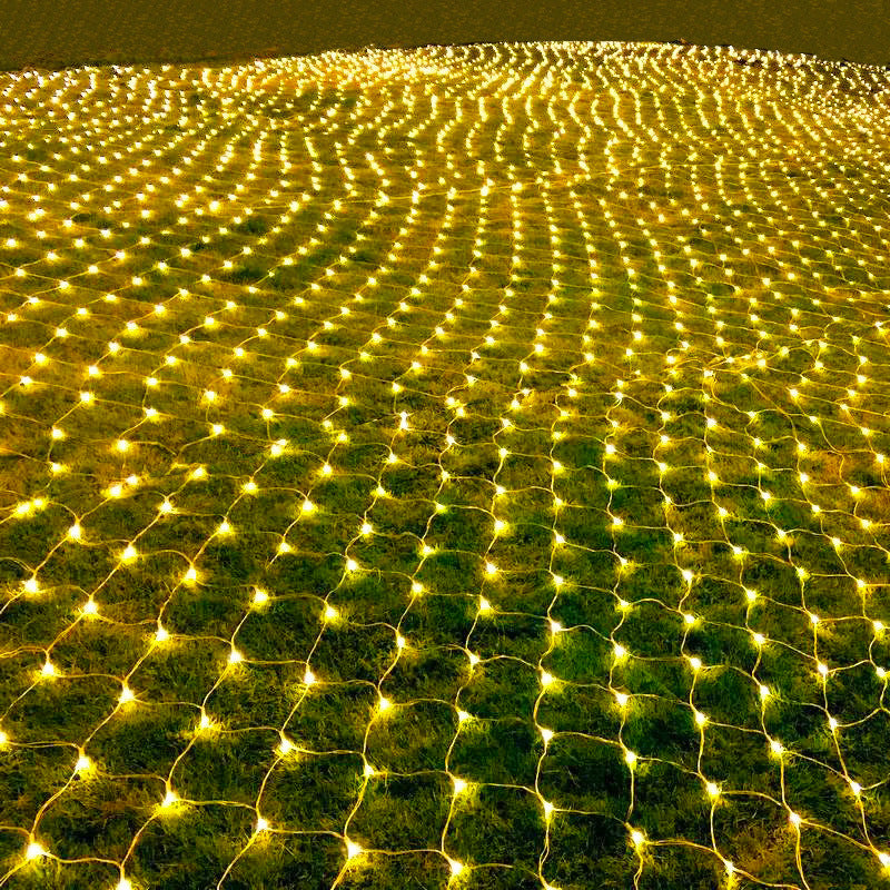 Net Shaped Solar Curtain String Light Set Nordic Plastic Outdoor LED Landscape Light