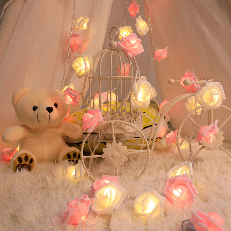 Plastic Rose String Light Kit Nordic Romantic LED Decorative Light for Bedroom