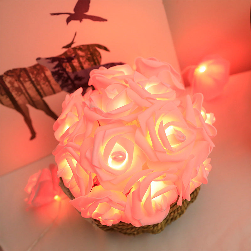 Plastic Rose String Light Kit Nordic Romantic LED Decorative Light for Bedroom