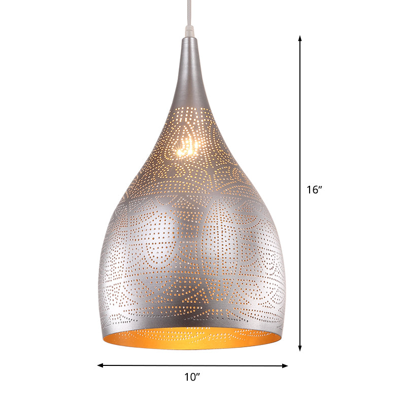 1 leichte Tränenhängehängung traditionelle schwarze/silberne/messingmetallische Decke Anhängerlampe