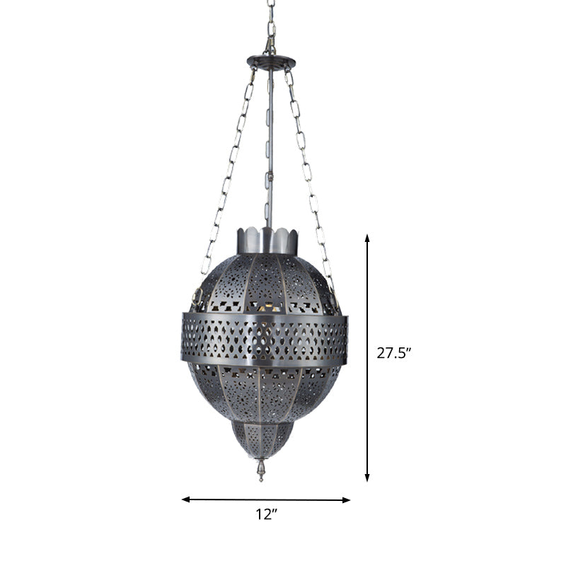 Présentation globale de la lumière suspendue en métal rustique 1 bulbe Suspension suspension suspension en gris
