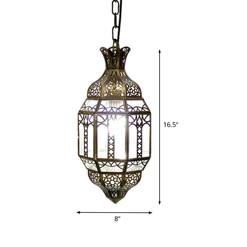 Lantern Metal Hanging Light Kit Antiquised 1 head salon suspension plafond lampe en laiton