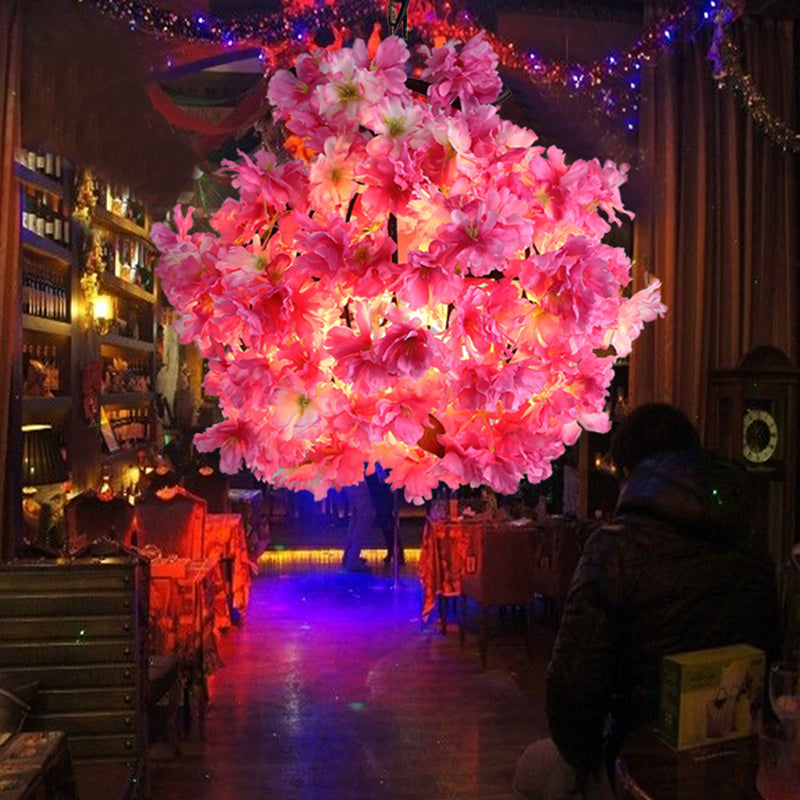 Roze 1 bol plafondlicht industrieel metaal bloemen led hanger lamp voor restaurant, 12 "/16" /19.5 "breed