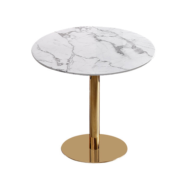 Metal Traditional Luxury Round Dining Table Sintered Stone Table with Pedestal Base