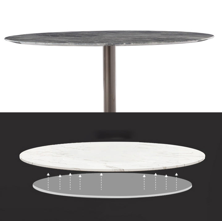 Metal Traditional Luxury Round Dining Table Sintered Stone Table with Pedestal Base