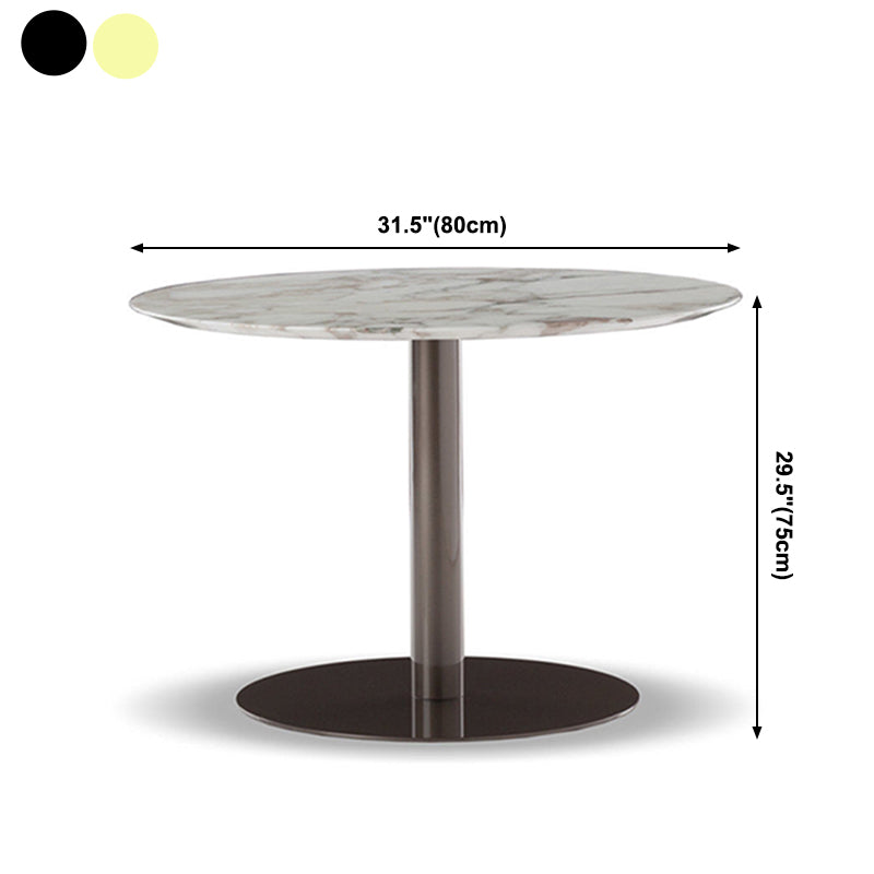 Metal Traditional Luxury Round Dining Table Sintered Stone Table with Pedestal Base