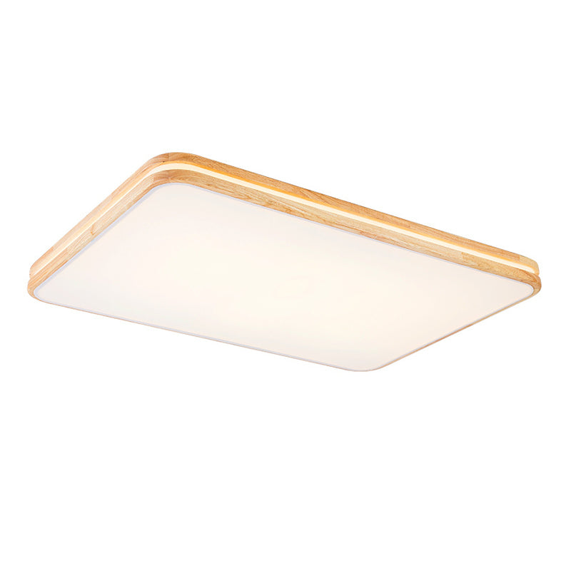 Lámpara de techo LED con forma geométrica, madera moderna, 1 luz, montaje empotrado para pasillo de comedor