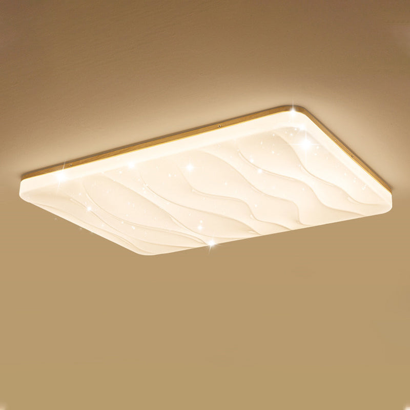 Geometry Shape LED Ceiling Lamp Modern Wood 1 Light Flush Mount for Aisle Dining Room