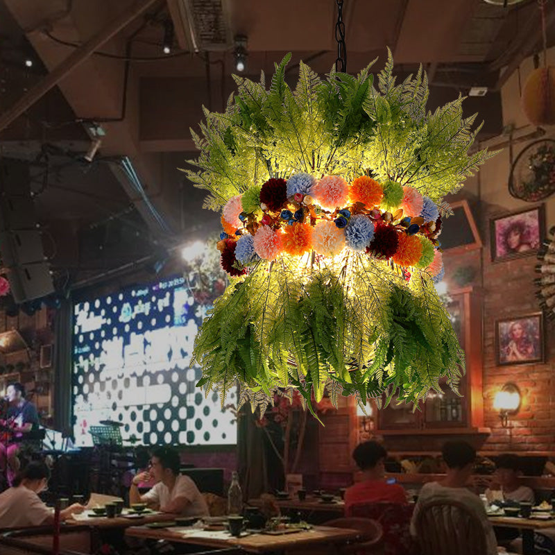 Green 1 Light Ceiling Pendant Industrial Metal Plant LED Drop Lamp for Restaurant