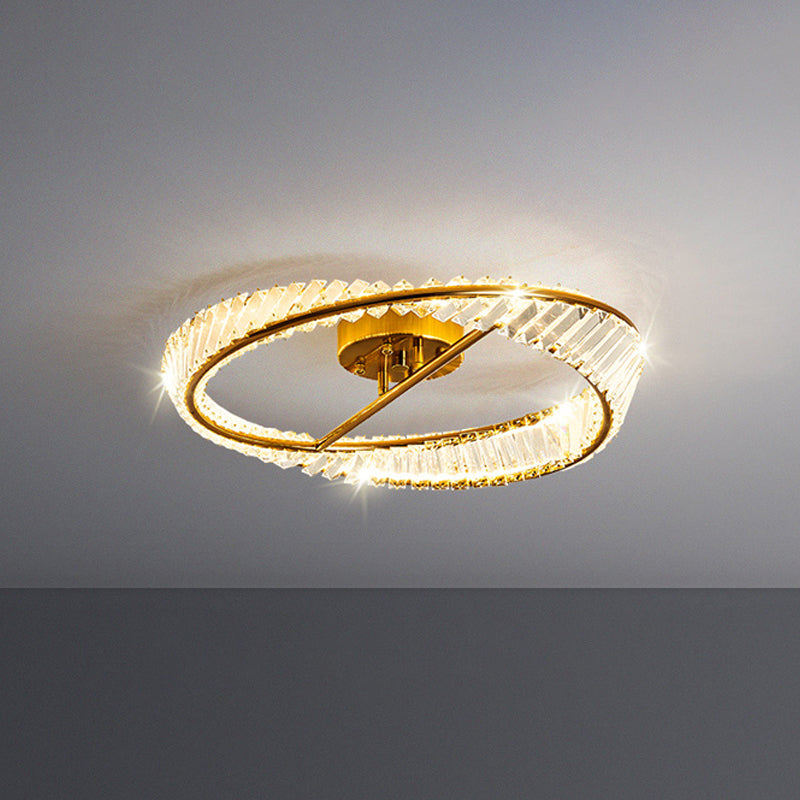 Electroplate Metal LED Ceiling Light in Modern Creative Style Crystal Circular Flush Mount in Gold