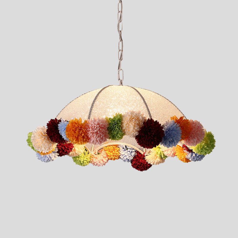 Industriële geschulpte bloemhangende hanger 1 lamp metaal LED -suspensie Licht in het wit