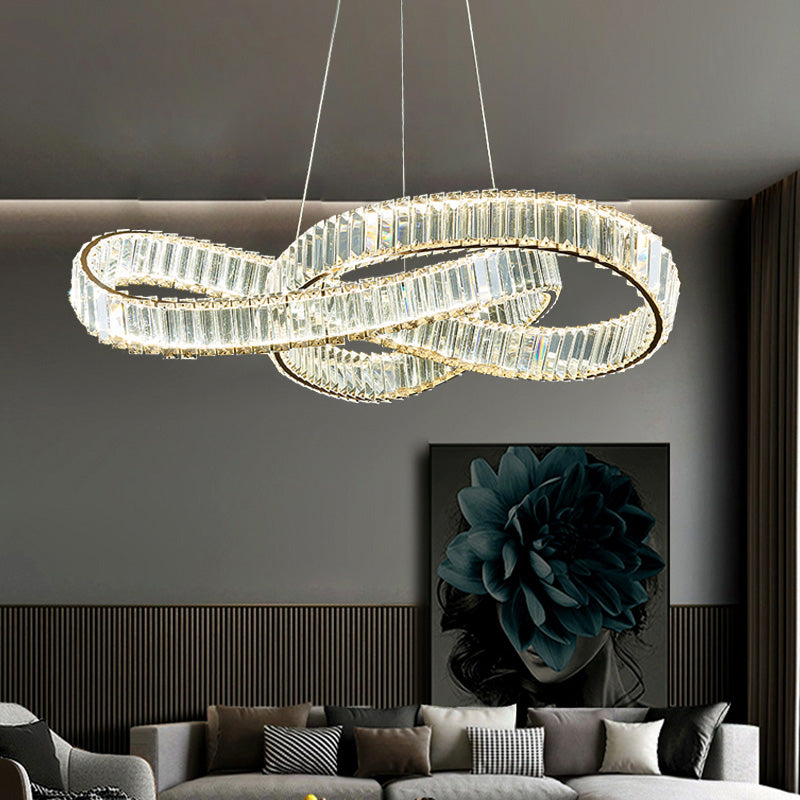 Luxe de luxe léger lustre luminaire linéaire cristallin de suspension cristalline