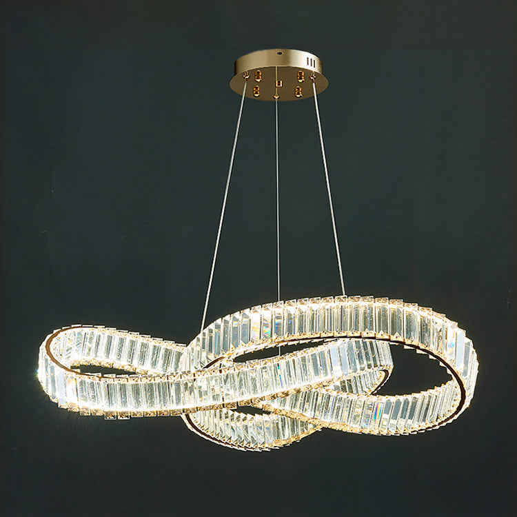 Luxe de luxe léger lustre luminaire linéaire cristallin de suspension cristalline