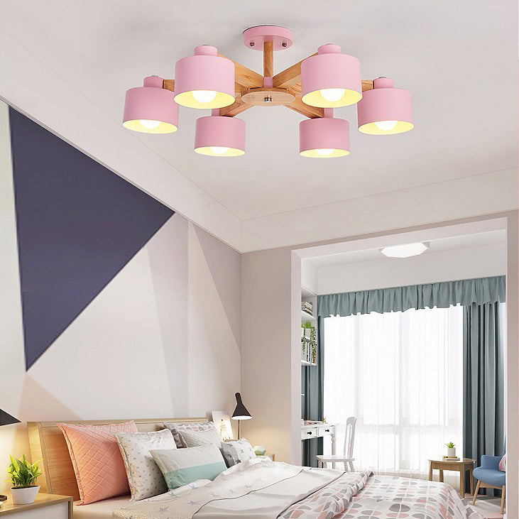 Metal Cylinder Hanging Light Fixtures Modern Style Multi Lights Ceiling Suspension Lamp