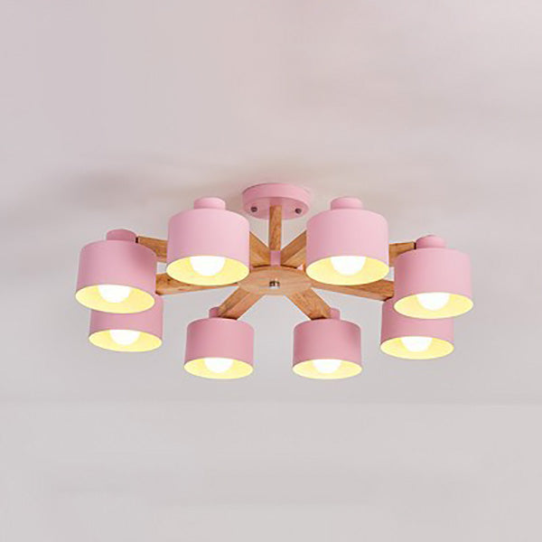 Metal Cylinder Hanging Light Fixtures Modern Style Multi Lights Ceiling Suspension Lamp