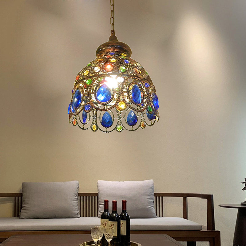 Lámpara colgante de cúpula de latón kit bohemian metal 1 cabeza de restaurante de la cabeza luz de suspensión