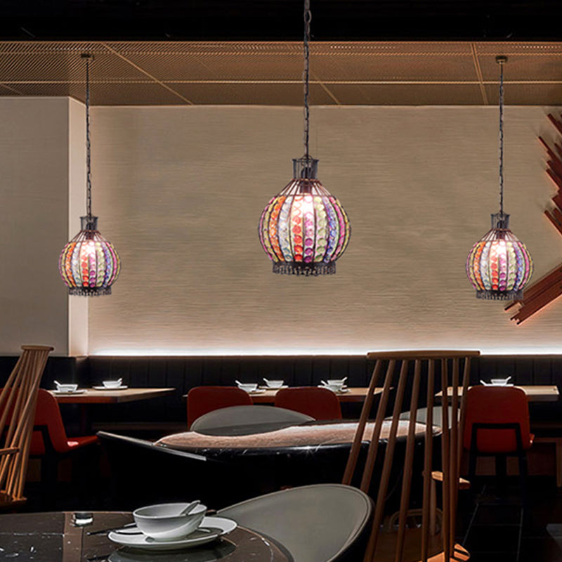 Sphere Restaurant Suspension Lighting Decorative Metal 1 Bulb Bronze Hanging Pendant Light