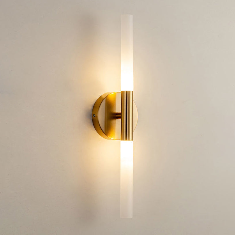 Nordic Style Strip Shape Sconce Light 2 Lights Wall Mount Lamp in Gold for Bedroom