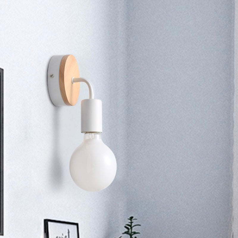 Lámpara de pared de luz simple de forma de blub de estilo nórdico con madera para dormitorio