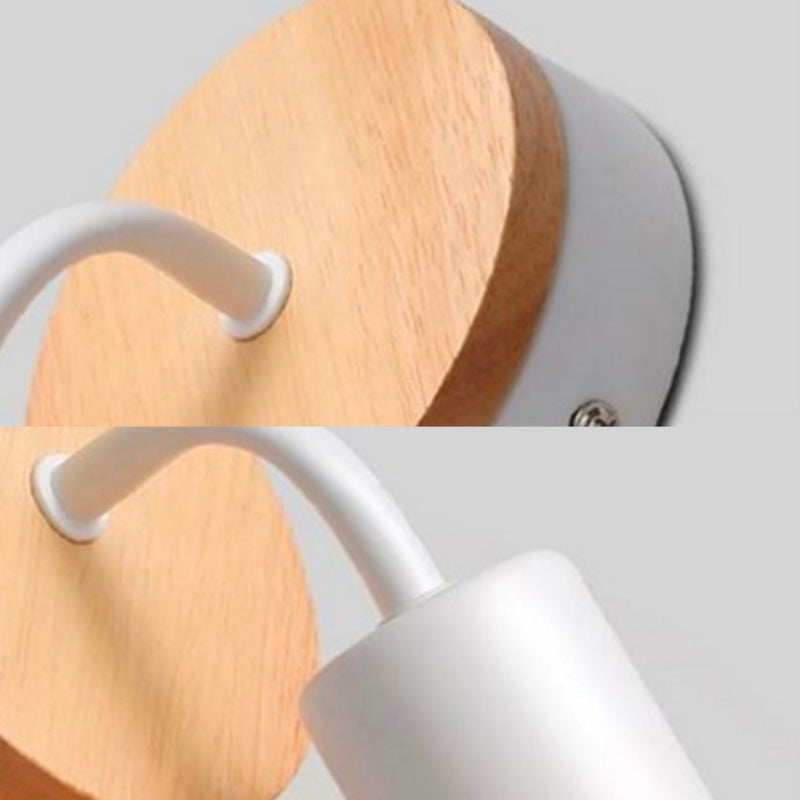 Lámpara de pared de luz simple de forma de blub de estilo nórdico con madera para dormitorio