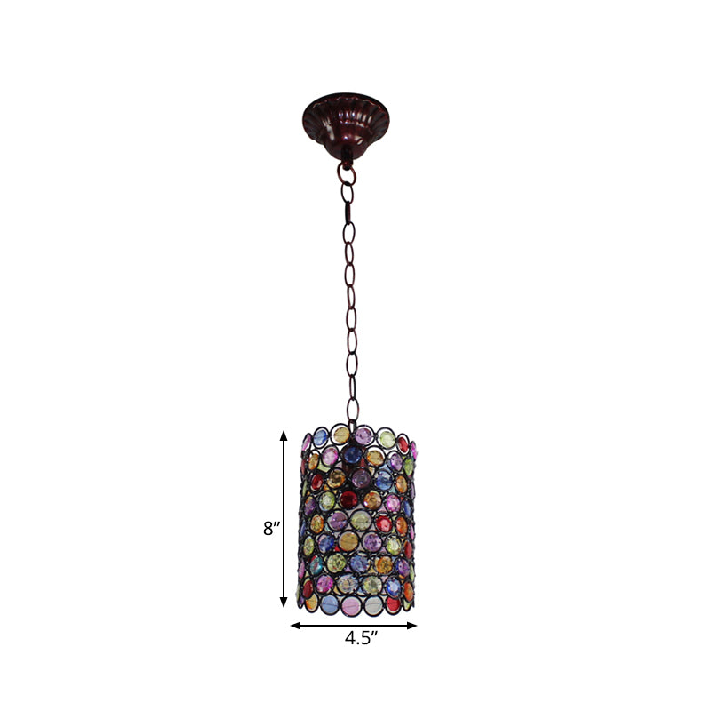 4.5"/6" W Rust Cylinder Suspension Lighting Bohemian Metal 1 Head Dining Room Pendant Light