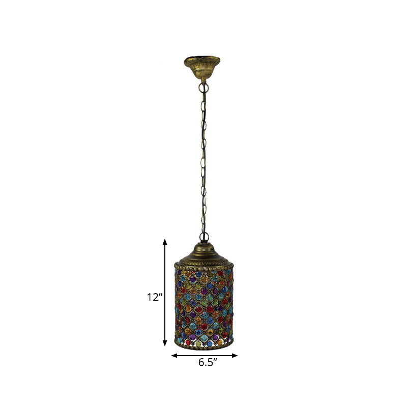 Vintage Zylinder Suspension Pendelleuchte Licht 1 leichte Metallhanglampe in Bronze für Wohnzimmer