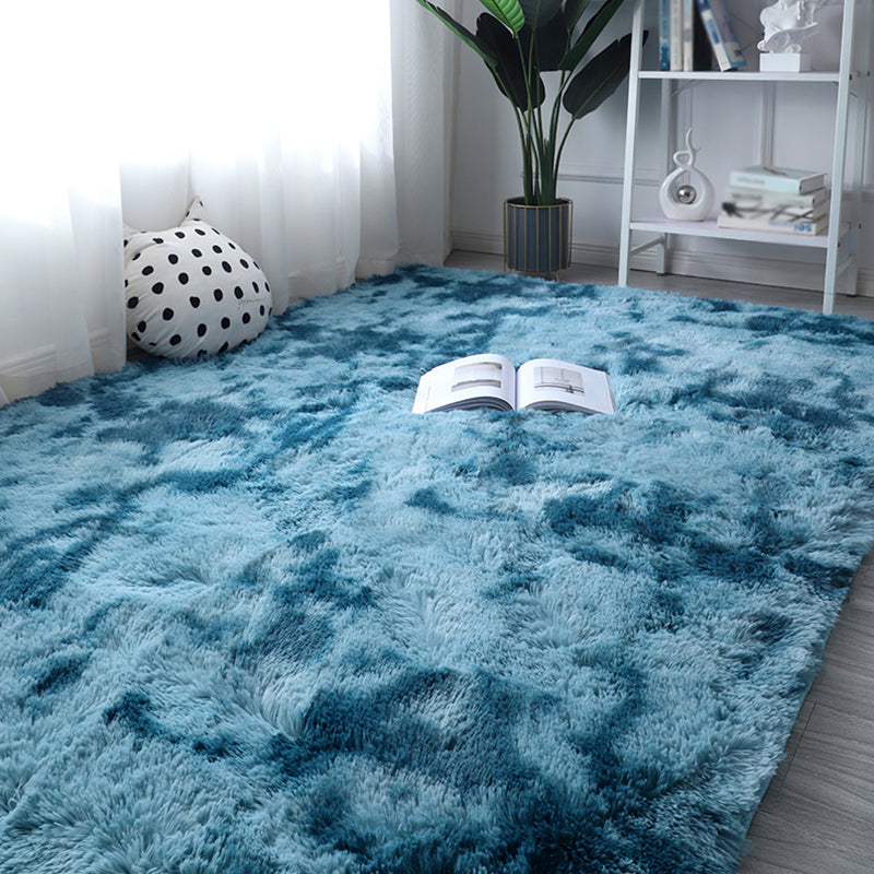 Simplicity Plain Shag Rug Polyester Indoor Carpet Non-Slip Backing Area Rug for Living Room