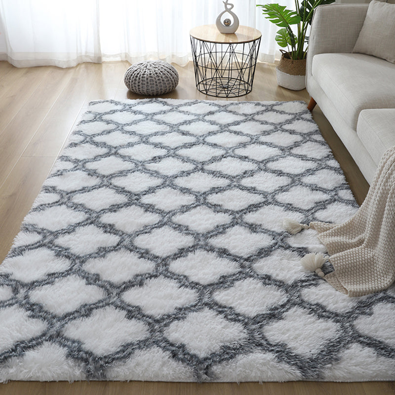 Simplicity Plain Shag Rug Polyester Indoor Carpet Non-Slip Backing Area Rug for Living Room