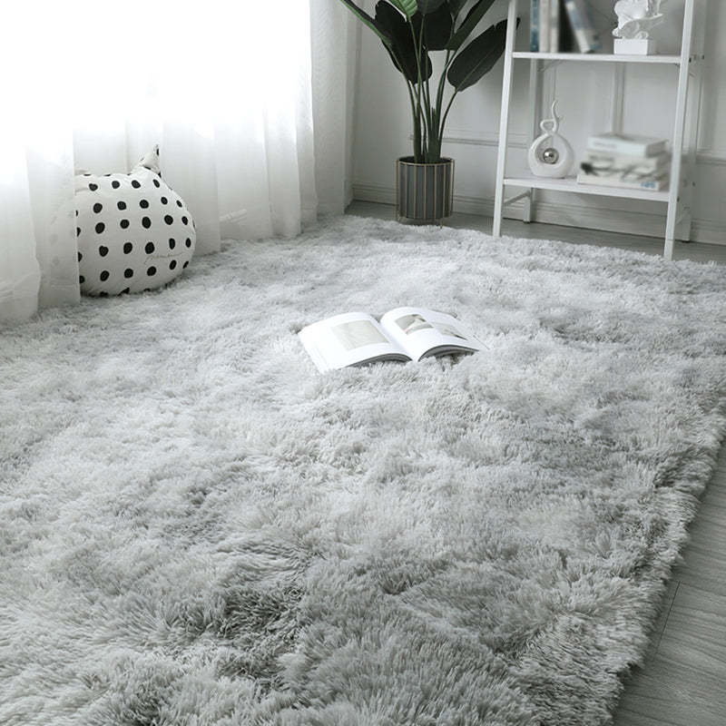 Simplicity Plain Shag Rug Polyester Indoor Carpet Non-Slip Backing Area Rug for Living Room