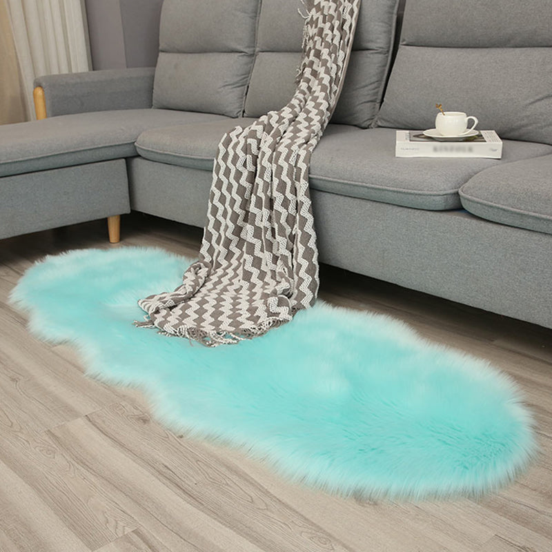 Simple Area Carpet Modern Solid Color Polyester Carpet Non-Slip Backing Shag Rug for Living Room