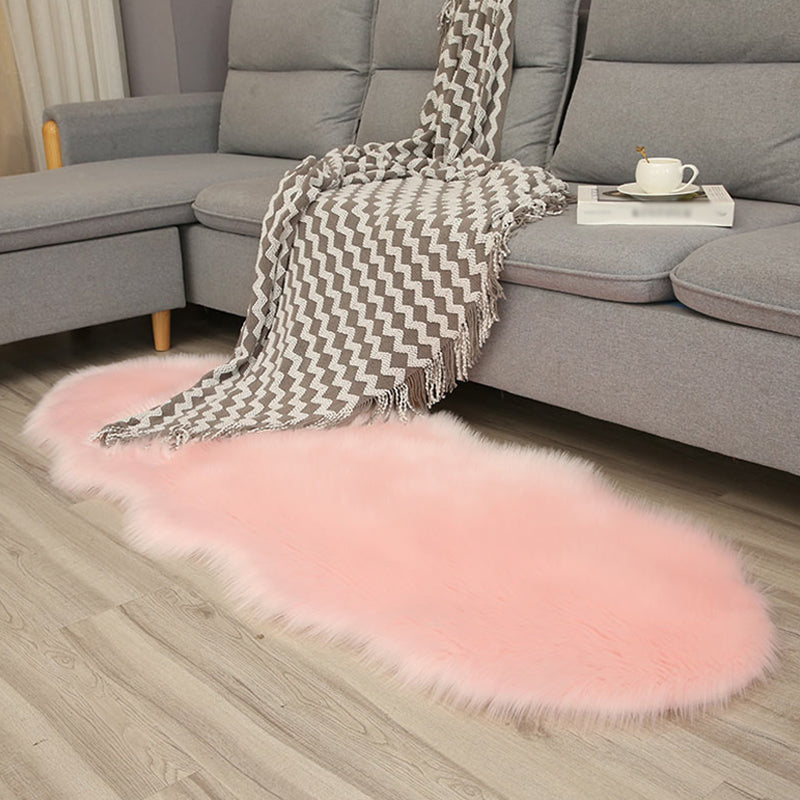 Simple Area Carpet Modern Solid Color Polyester Carpet Non-Slip Backing Shag Rug for Living Room