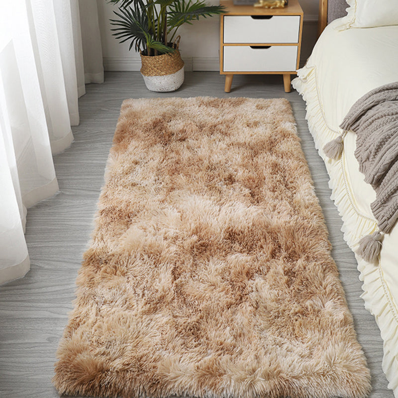 Simplicity Shag Carpet Modern Solid color Carpet Polyester Shag Rug with Non-Slip Backing