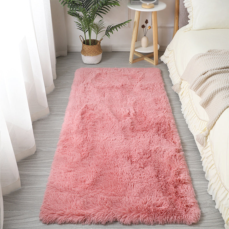 Simplicity Shag Carpet Modern Solid color Carpet Polyester Shag Rug with Non-Slip Backing