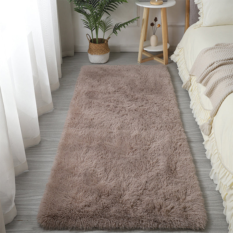 Simplicity Shag Carpet Modern Solid color Carpet Polyester Shag Rug with Non-Slip Backing