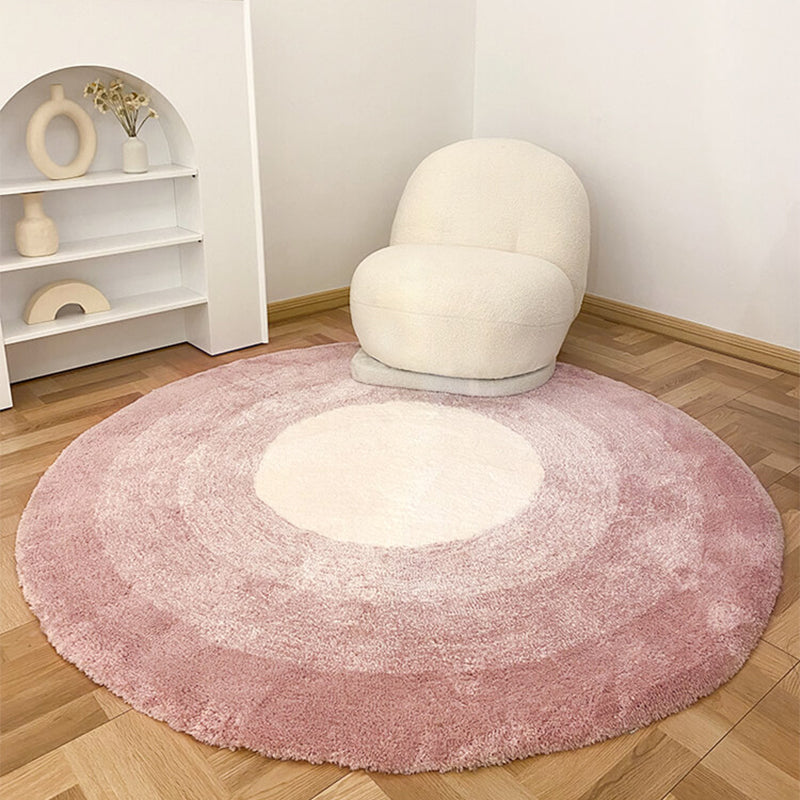 Round Ombre Pattern Carpet Polyester Modern Rug Stain Resistant Shag Indoor Rug for Living Room