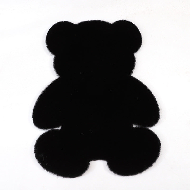 Distinctive Solid Color Shag Rug Funky Bear Shape Carpet Polyester Anti-Slip Carpet for Living Room