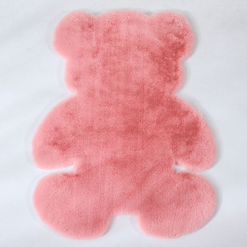 Distinctive Solid Color Shag Rug Funky Bear Shape Carpet Polyester Anti-Slip Carpet for Living Room