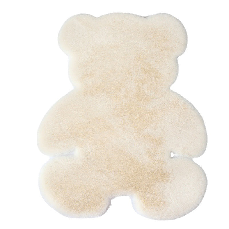 Distinctive Solid Color Shag Rug Funky Bear Shape Carpet Polyester Anti-Slip Carpet for Living Room