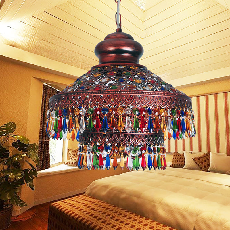 Koper kegel hangende kroonluchter Boheemse metalen 3 hoofden eetkamer hanglamp plafondlicht