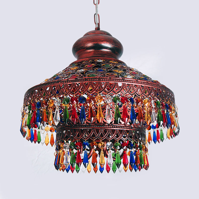 Koper kegel hangende kroonluchter Boheemse metalen 3 hoofden eetkamer hanglamp plafondlicht
