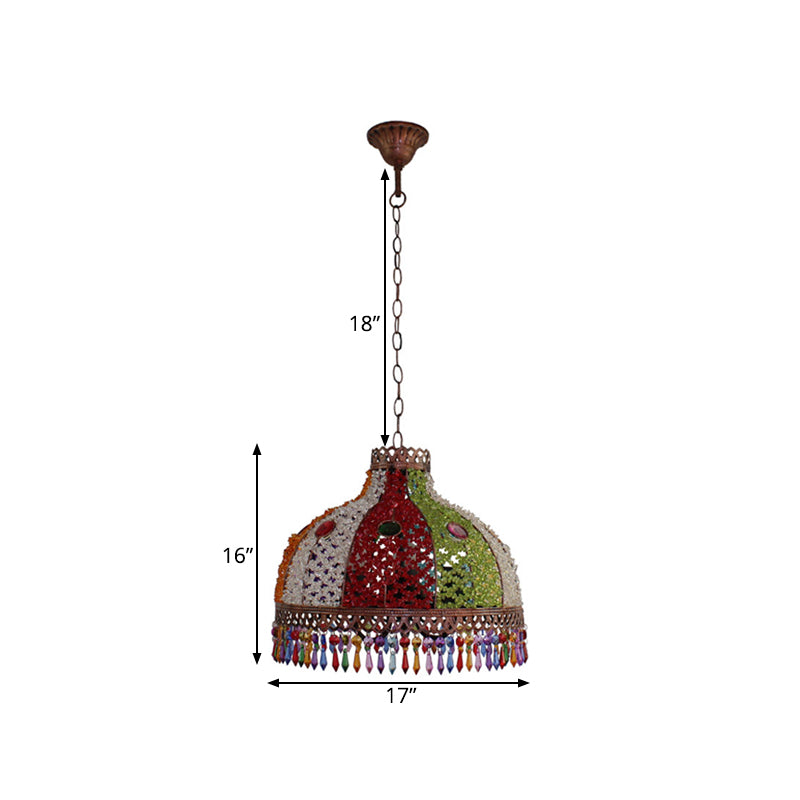 Candelera colgante de tazón decorativo 3/6 Bulbos de metal Iluminación en naranja/verde/tope, 14.5 "/17" /23.5 "ancho