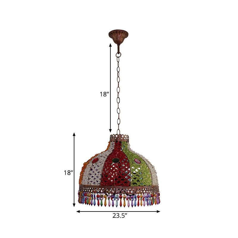 Dekorative Schüssel Anhänger Kronleuchter 3/6 Lampen -Lampen -Metall -Beleuchtung in Orange/Grün/Taupe, 14,5 "/17"/23,5 "Breite