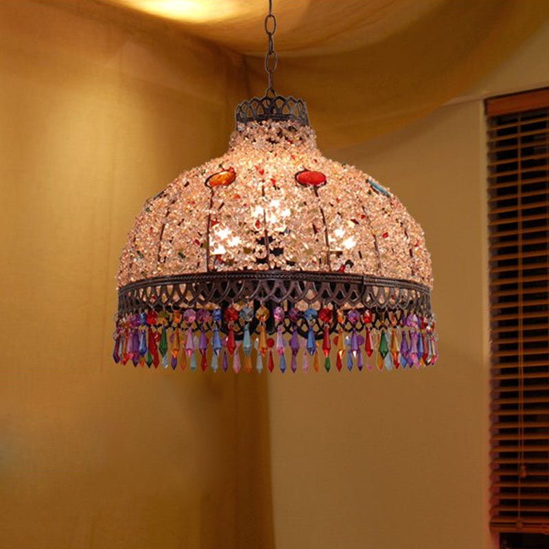 3/6 Bulbos Candelier Hanging Art Deco Dome Metal Pendse Lighting en blanco/beige/rojo para sala de estar, 14.5 "/17" /23.5 "W