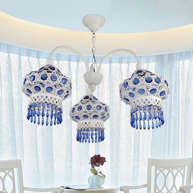 Lampadario blu metallico Lampada Landa 3 Bulbi tradizionale Cipante per il soggiorno per soggiorno