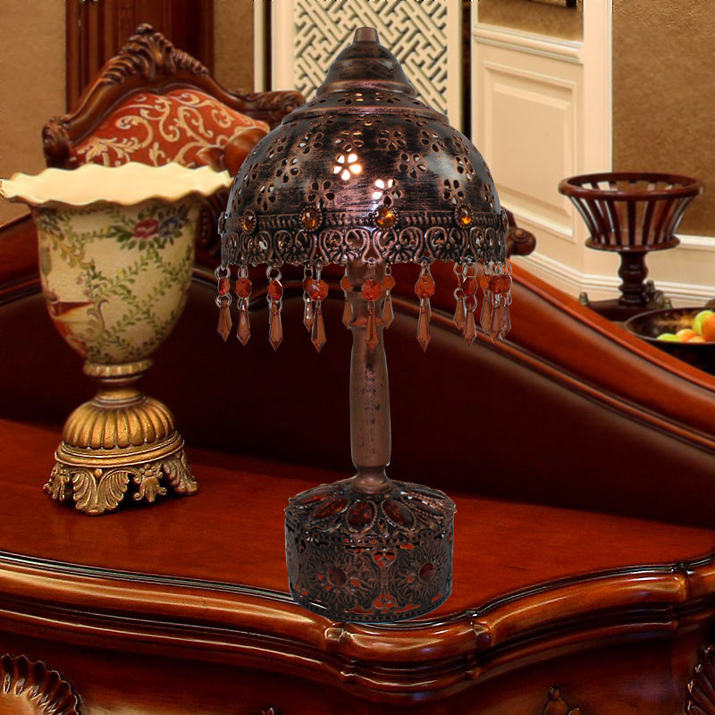 Metal Copper Nightstand Lighting Bowl 1 Head Art Deco Night Table Lamp for Living Room