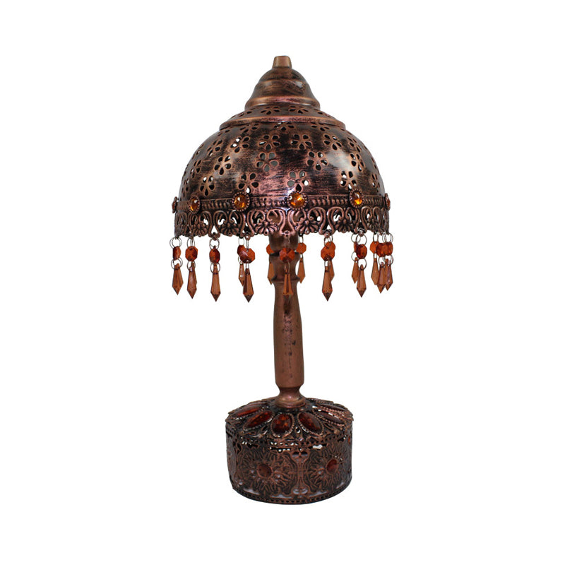 Metal Copper Nightstand Lighting Bowl 1 Head Art Deco Night Table Lamp for Living Room